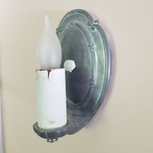 2 antique pewter wall sconce light